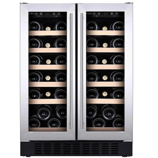 CDA CFWC624SS 60cm Freestanding Wine Fridge Dual Zone 38 Bottle Stainless Steel