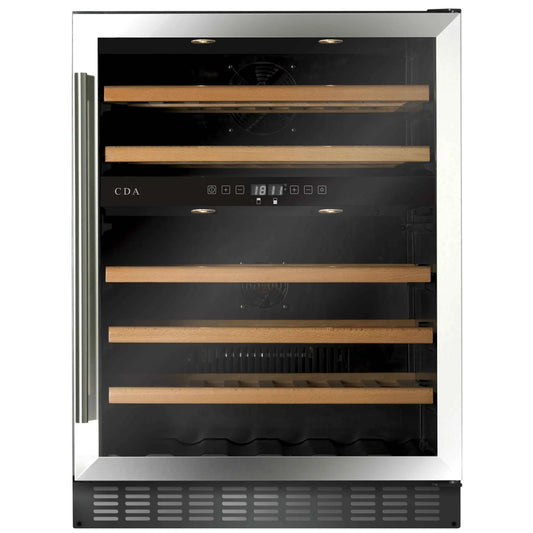 CDA FWC604SS 60cm Built-In Wine Fridge Dual Zone 45 Bottle Stainless Steel