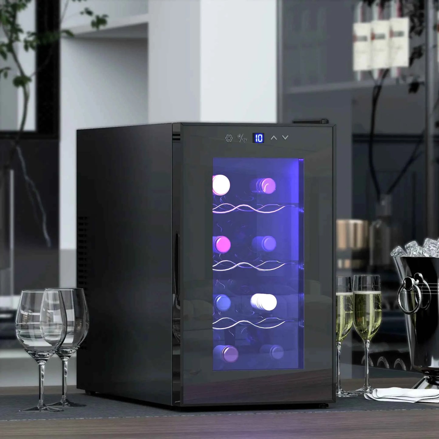 HOMCOM 8 Bottle Single Zone Freestanding Black Wine Fridge