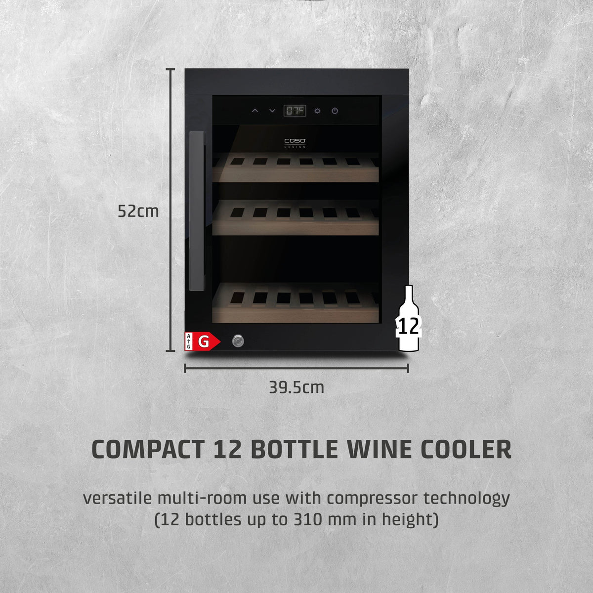 CASO Design WineExclusive 12 Black Wine Cooler