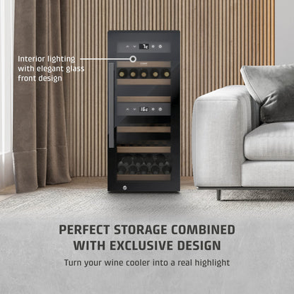 CASO Design WineExclusive 24 Smart Wine Fridge | 24 Bottle | Dual Zone | Black