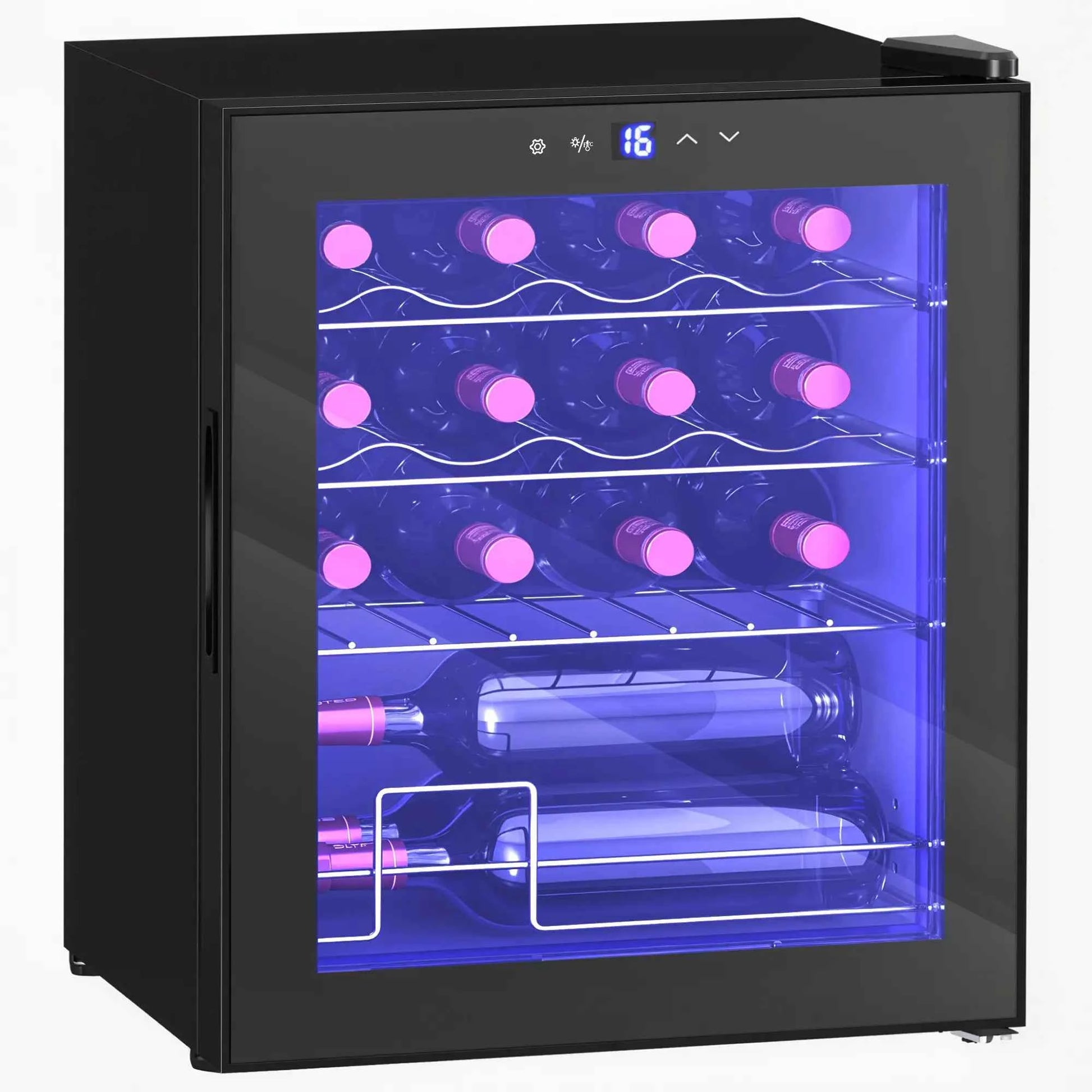 HOMCOM 16 Bottle Single Zone Freestanding Black Wine Fridge