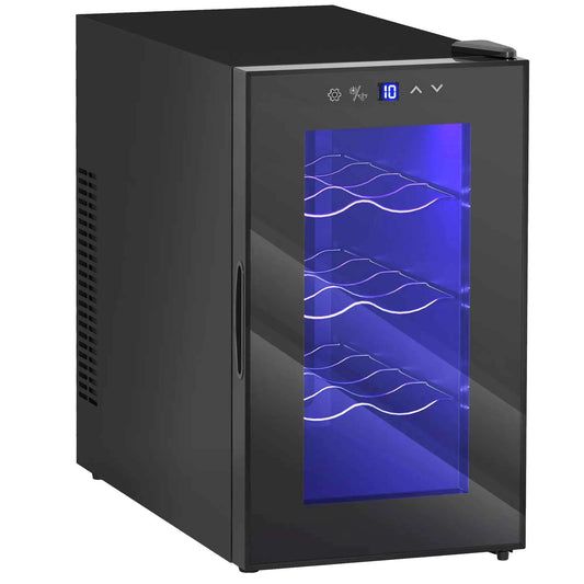 HOMCOM 8 Bottle Single Zone Freestanding Black Wine Fridge