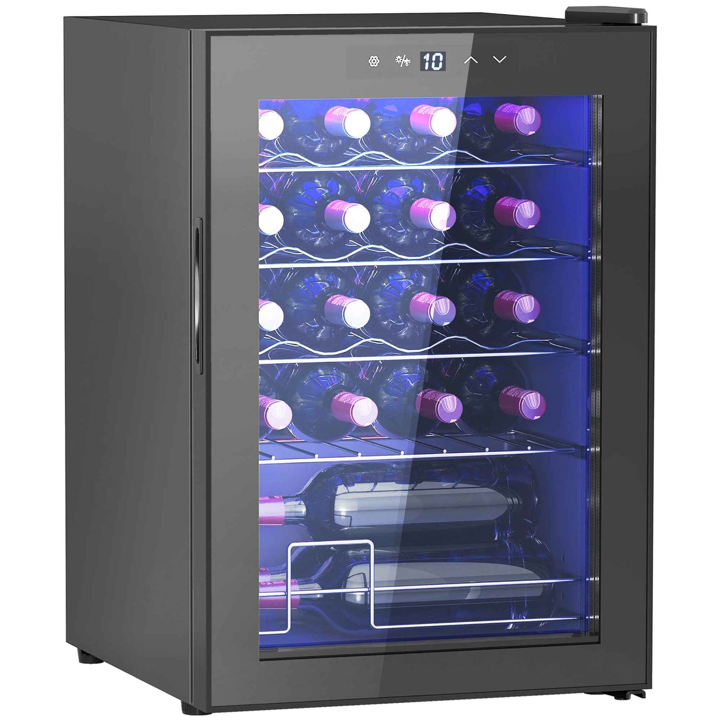 HOMCOM 20 Bottle Single Zone Freestanding Black Wine Fridge