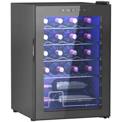 HOMCOM 20 Bottle Single Zone Freestanding Black Wine Fridge