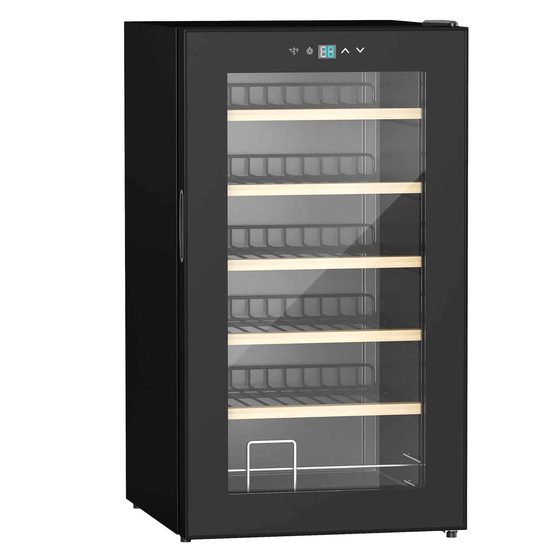 HOMCOM 24 Bottle Single Zone Freestanding Black Wine Fridge