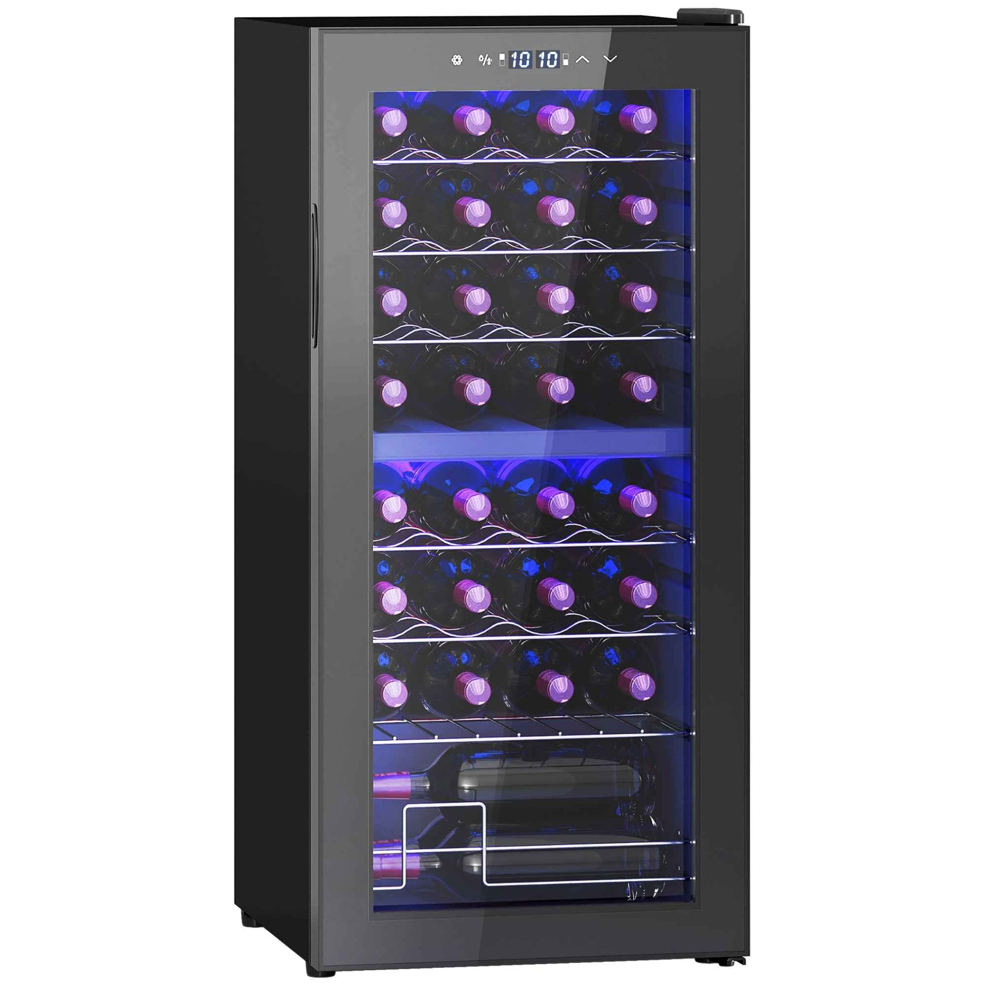 HOMCOM 32 Bottle Dual Zone Freestanding Black Wine Fridge