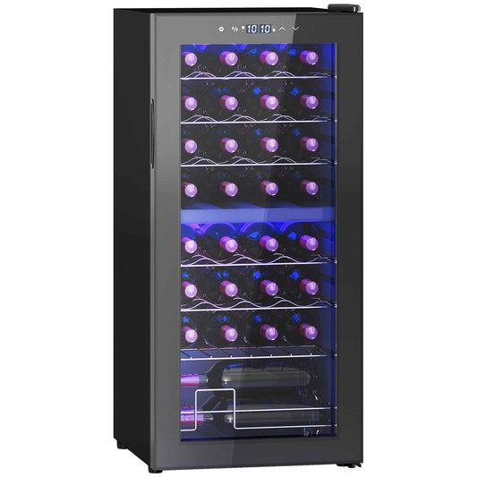 HOMCOM 32 Bottle Dual Zone Freestanding Black Wine Fridge