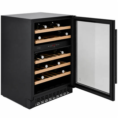 CDA FWC604BL wine fridge in black, front view