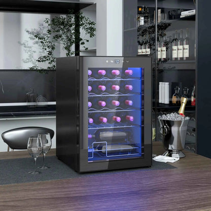 HOMCOM 20 Bottle Single Zone Freestanding Black Wine Fridge