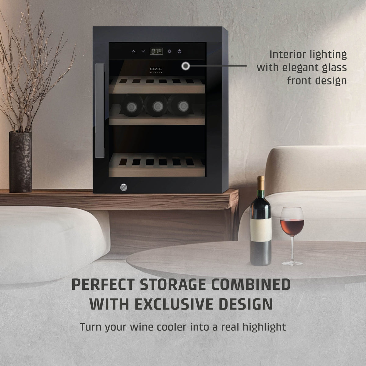 CASO Design WineExclusive 12 Black Wine Cooler