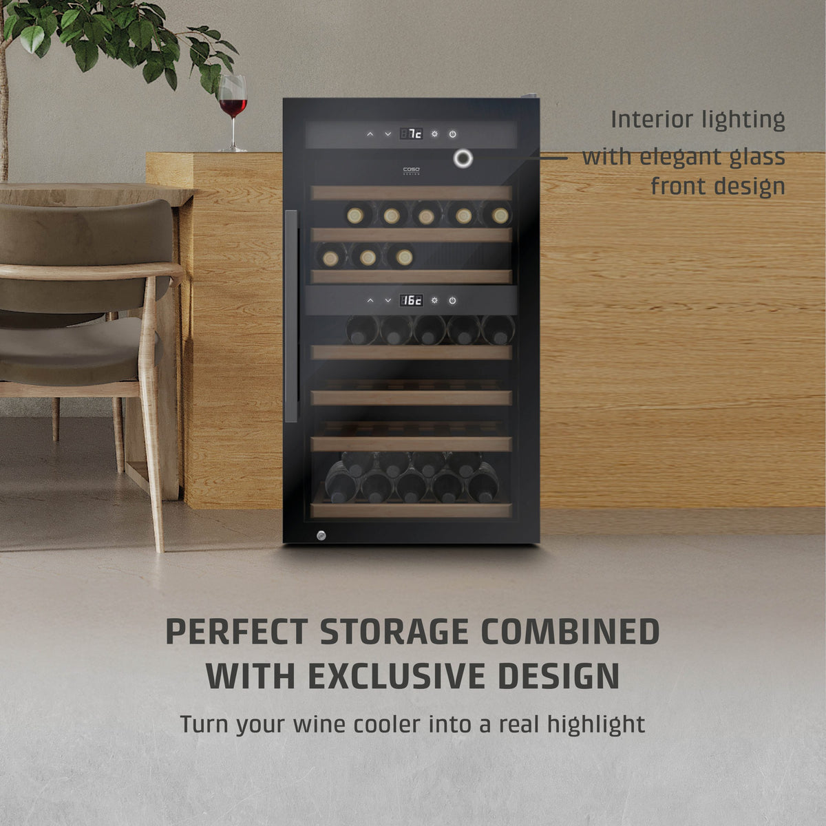CASO Design WineExclusive 66 Smart Black Wine Cooler