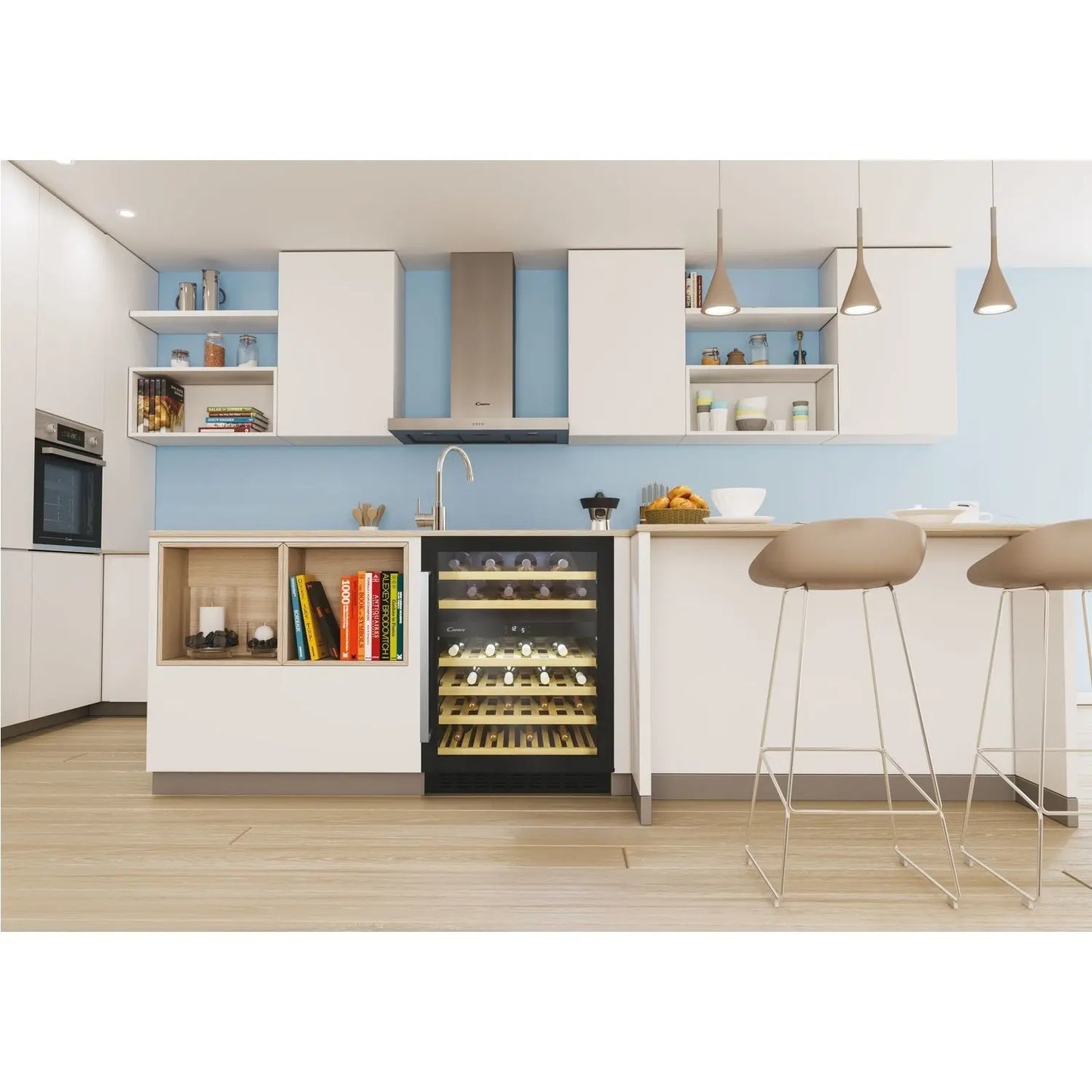 Candy CCVB 60D wine fridge in black, front view