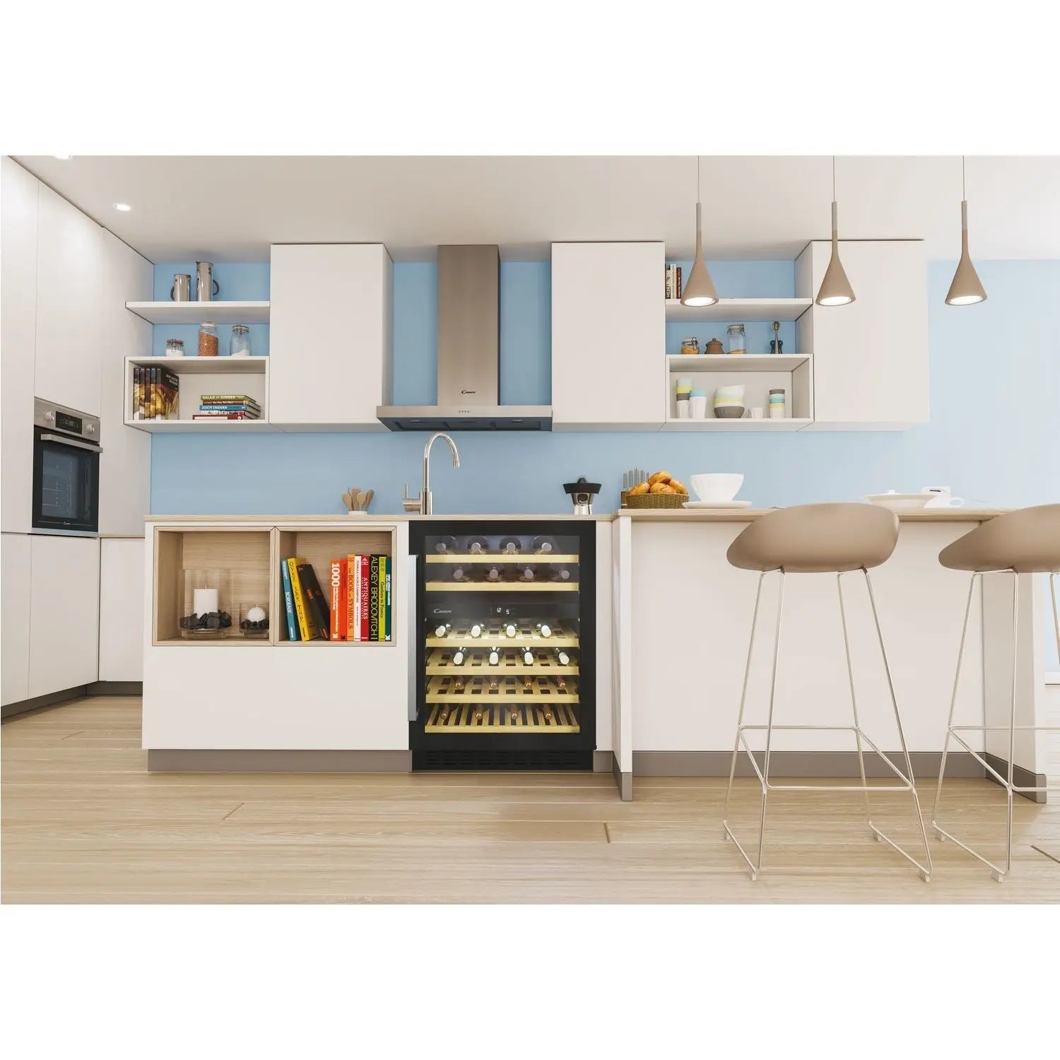 Candy CCVB 60D wine fridge in black, front view