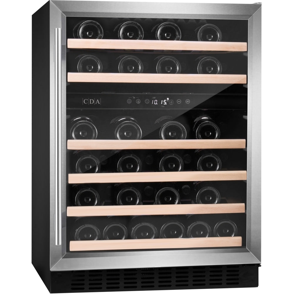 CDA CFWC604SS 60cm Freestanding Wine Fridge Dual Zone 46 Bottle Stainless Steel