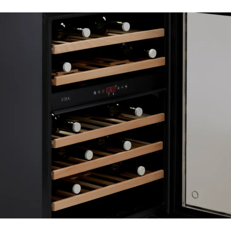 CDA FWC604BL wine fridge, open door