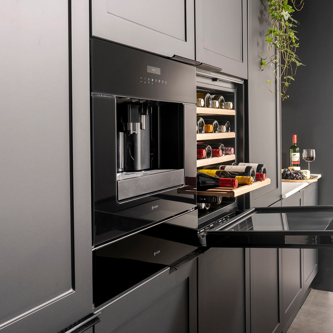 Caple WC6100BG Black Glass Wine Cooler