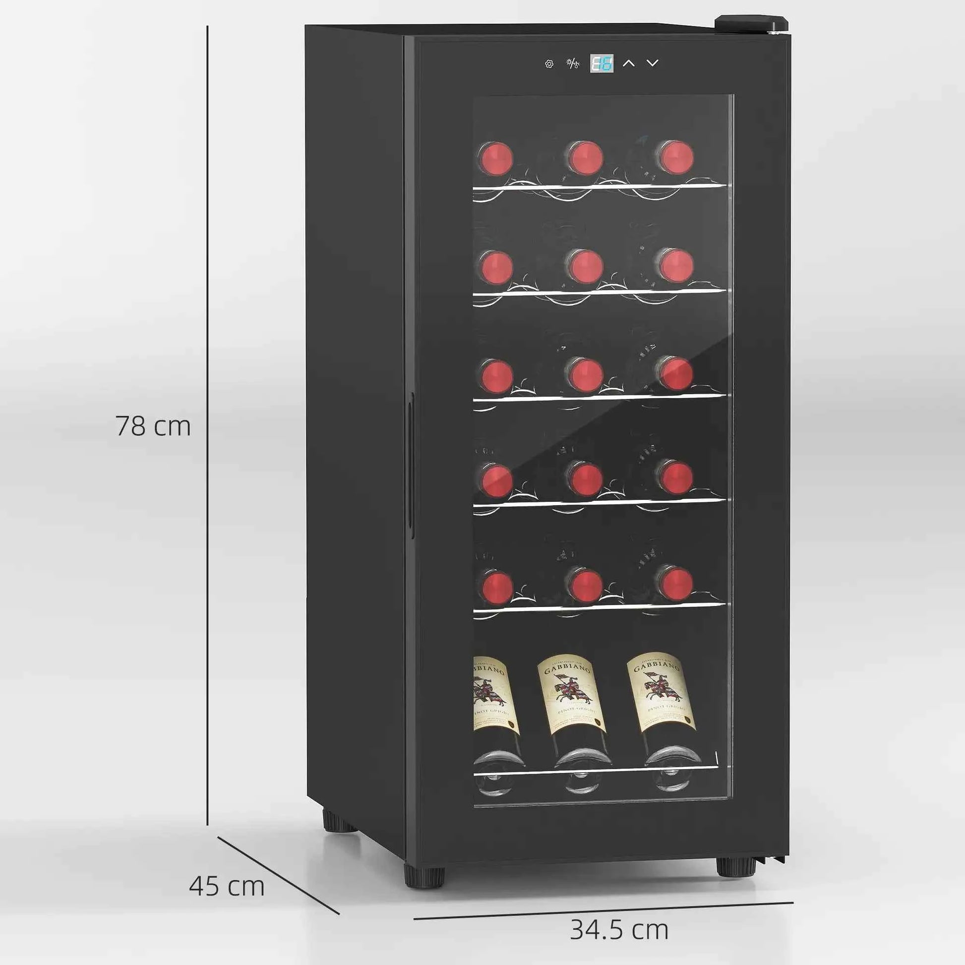 HOMCOM 18 Bottle Single Zone Freestanding Black Wine Fridge
