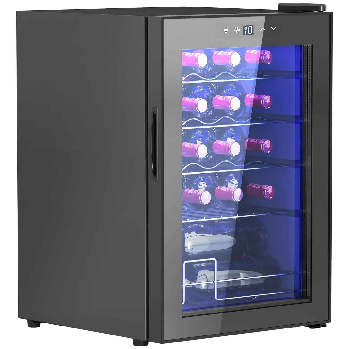 HOMCOM 20 Bottle Single Zone Freestanding Black Wine Fridge
