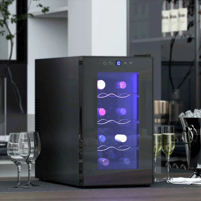 HOMCOM 8 Bottle Single Zone Freestanding Black Wine Fridge