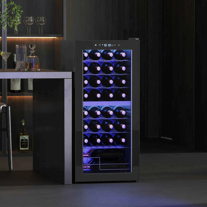 HOMCOM 32 Bottle Dual Zone Freestanding Black Wine Fridge