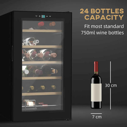 HOMCOM 24 Bottle Single Zone Freestanding Black Wine Fridge