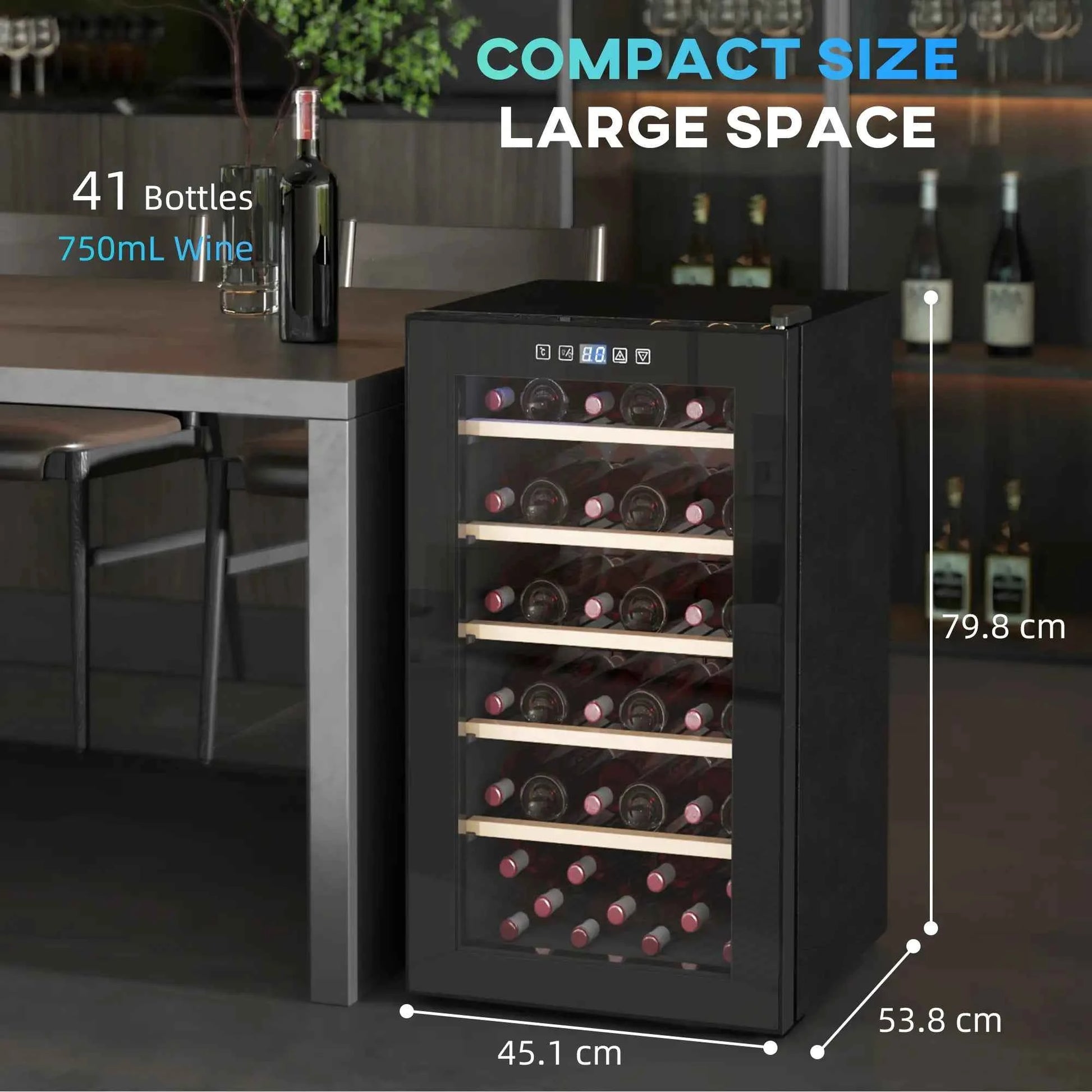 HOMCOM | 41 Bottle | Single Zone | Black | Wine Fridge