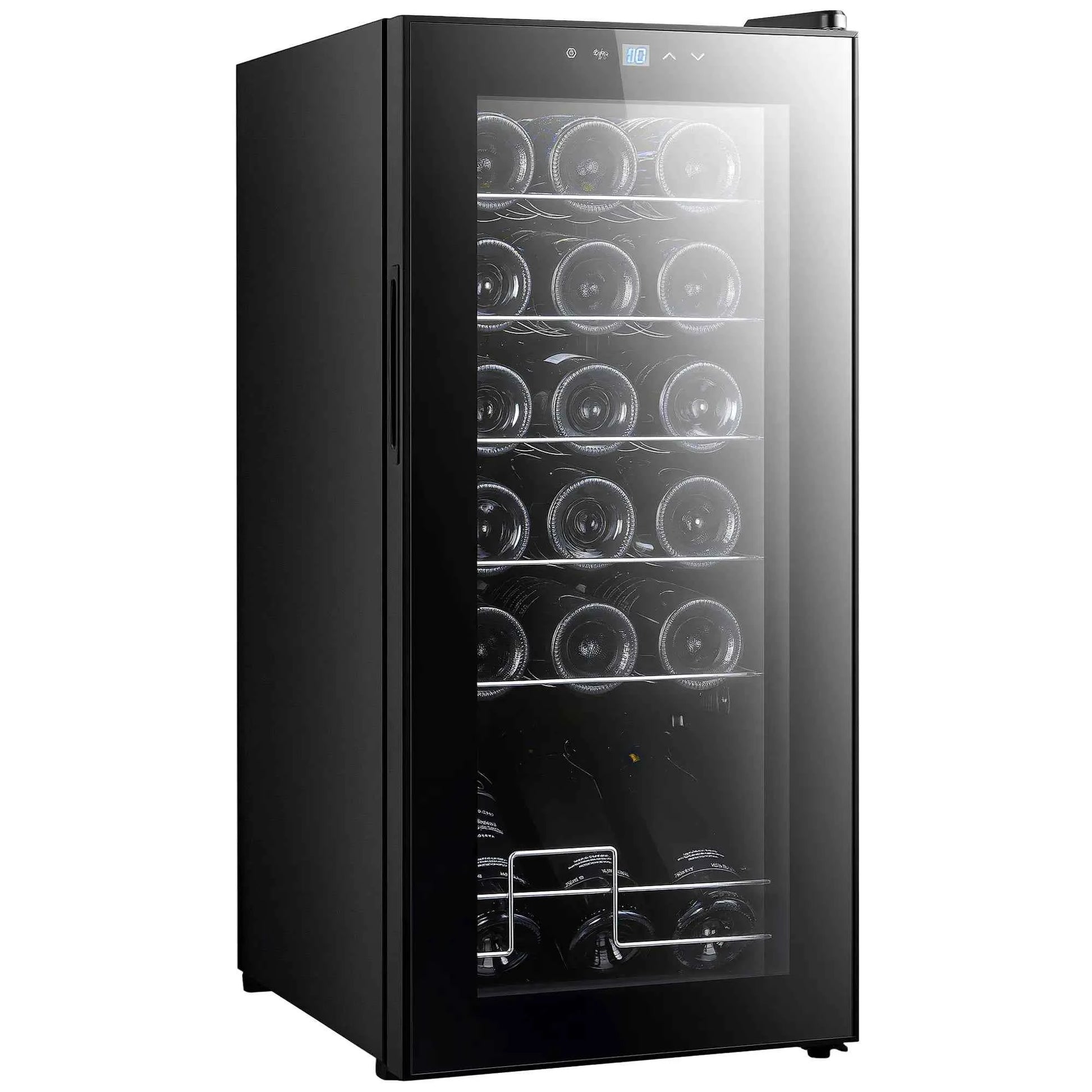 HOMCOM 18 Bottle Single Zone Freestanding Black Wine Fridge