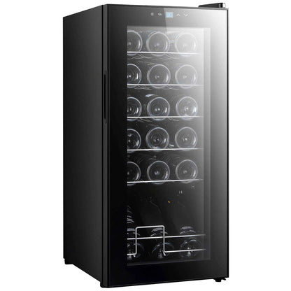 HOMCOM 18 Bottle Single Zone Freestanding Black Wine Fridge