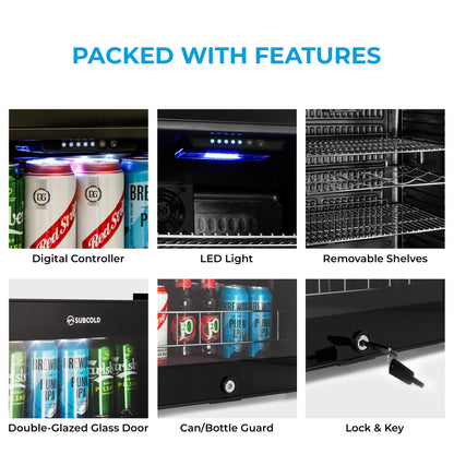 Subcold Ace100 Wine & Drinks Fridge | 5 Wine Bottle + 96 Cans | Single Zone | Black