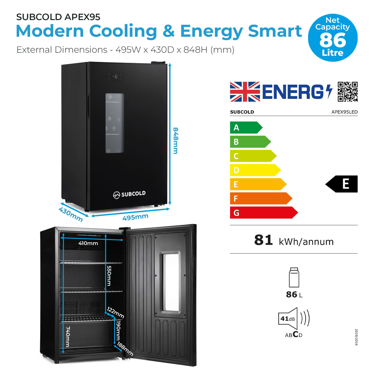 Subcold Apex95 SUB-ZERO | 138 Can Beer Fridge  | Single Zone