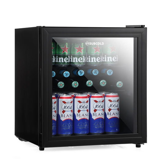 Subcold Cave50 glass door beer fridge in black