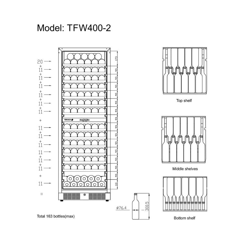 Tefcold TFW400-2F Black Wine Cooler