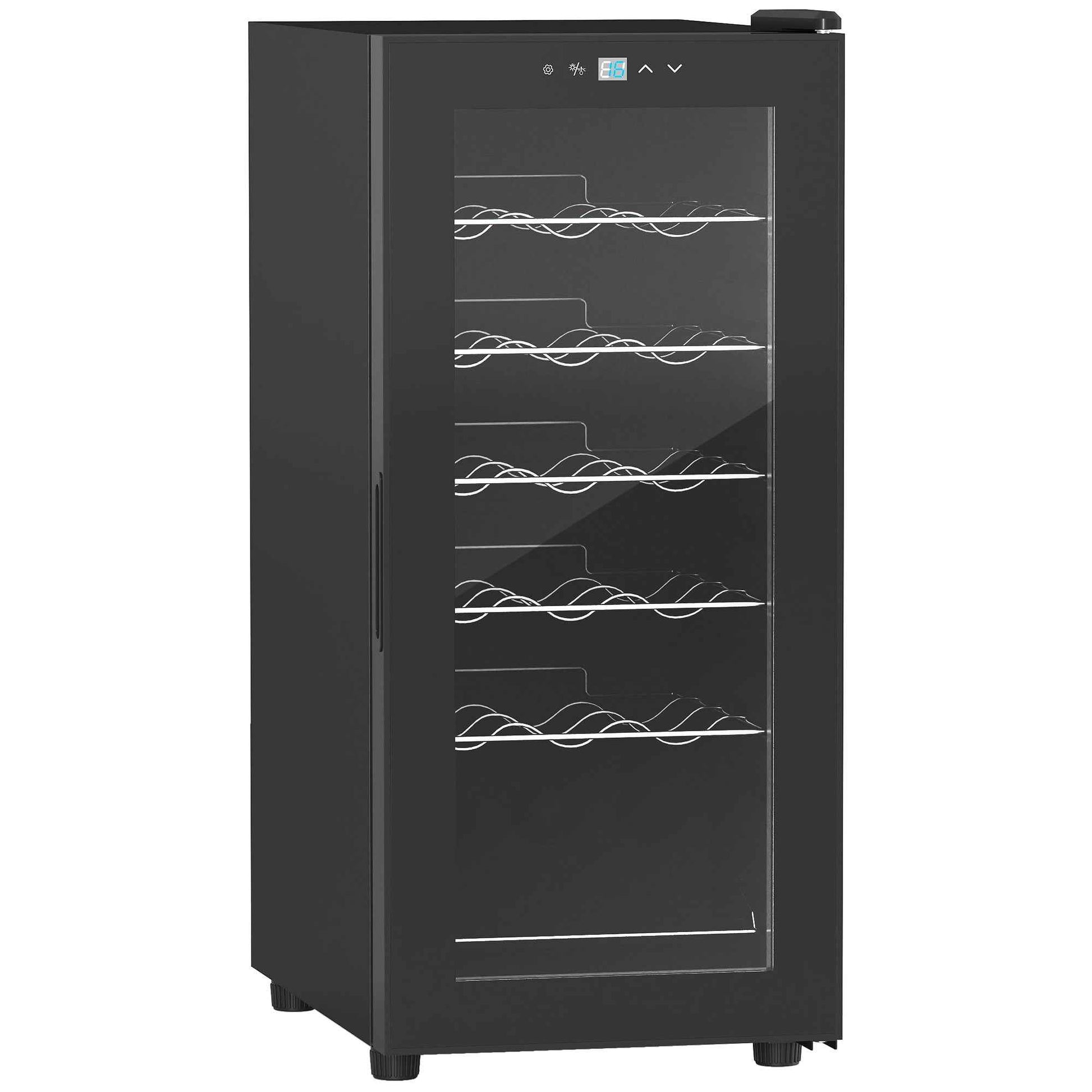 HOMCOM 18 Bottle Single Zone Freestanding Black Wine Fridge