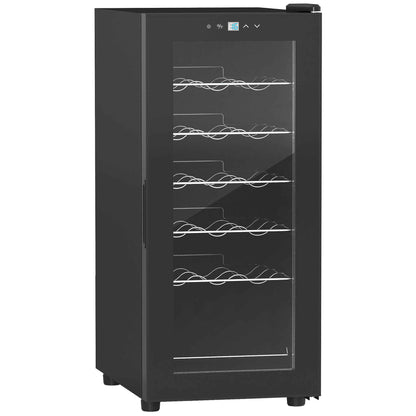 HOMCOM 18 Bottle Single Zone Freestanding Black Wine Fridge