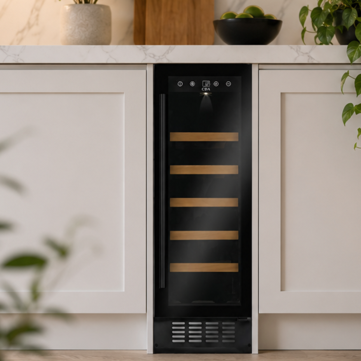 CDA FWC304BL 30cm All-Black Freestanding Wine Fridge Single Zone 20 Bottle