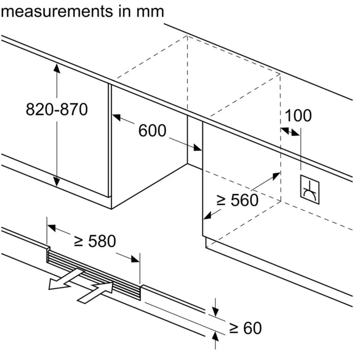 Neff N70 KU9213HG0G Wine Fridge Measurements