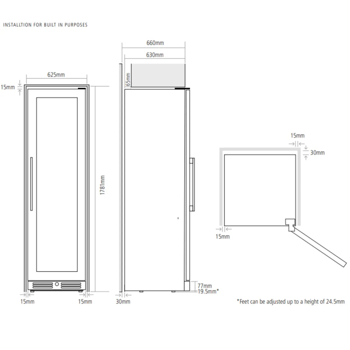 Caple WF1552 Wine Fridge Dimensions Built In