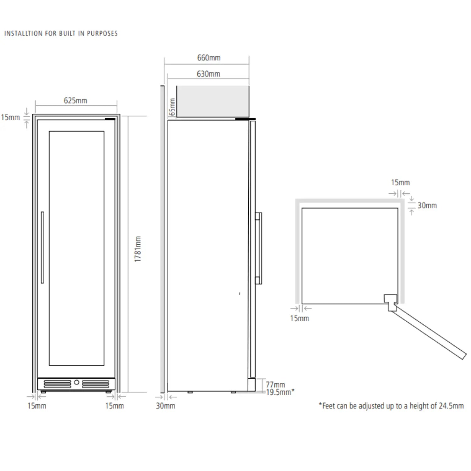 Caple WF1552 Wine Fridge Dimensions Built In