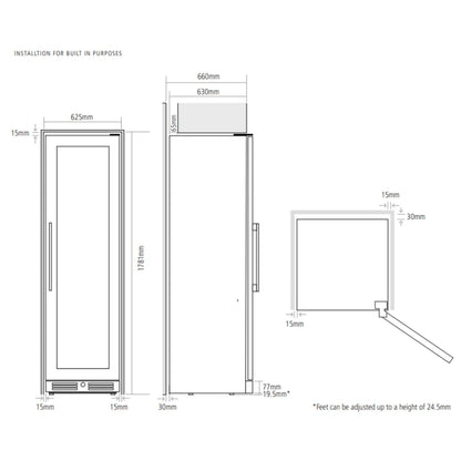 Caple WF1553BG Wine Fridge Dimensions