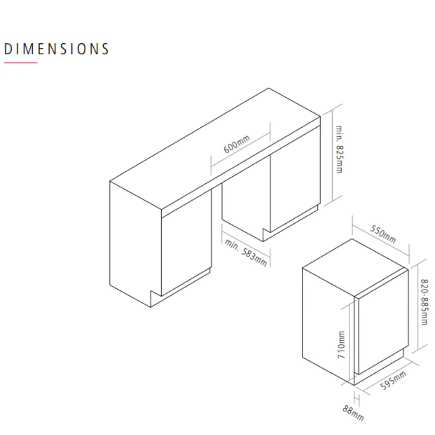 Caple WI6161 Wine Fridge Dimensions
