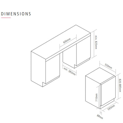 Caple WI6161 Wine Fridge Dimensions