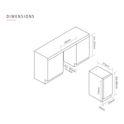 Caple WI3125GM Wine Fridge Dimensions