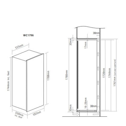Caple WC1796BG Wine Fridge Dimensions