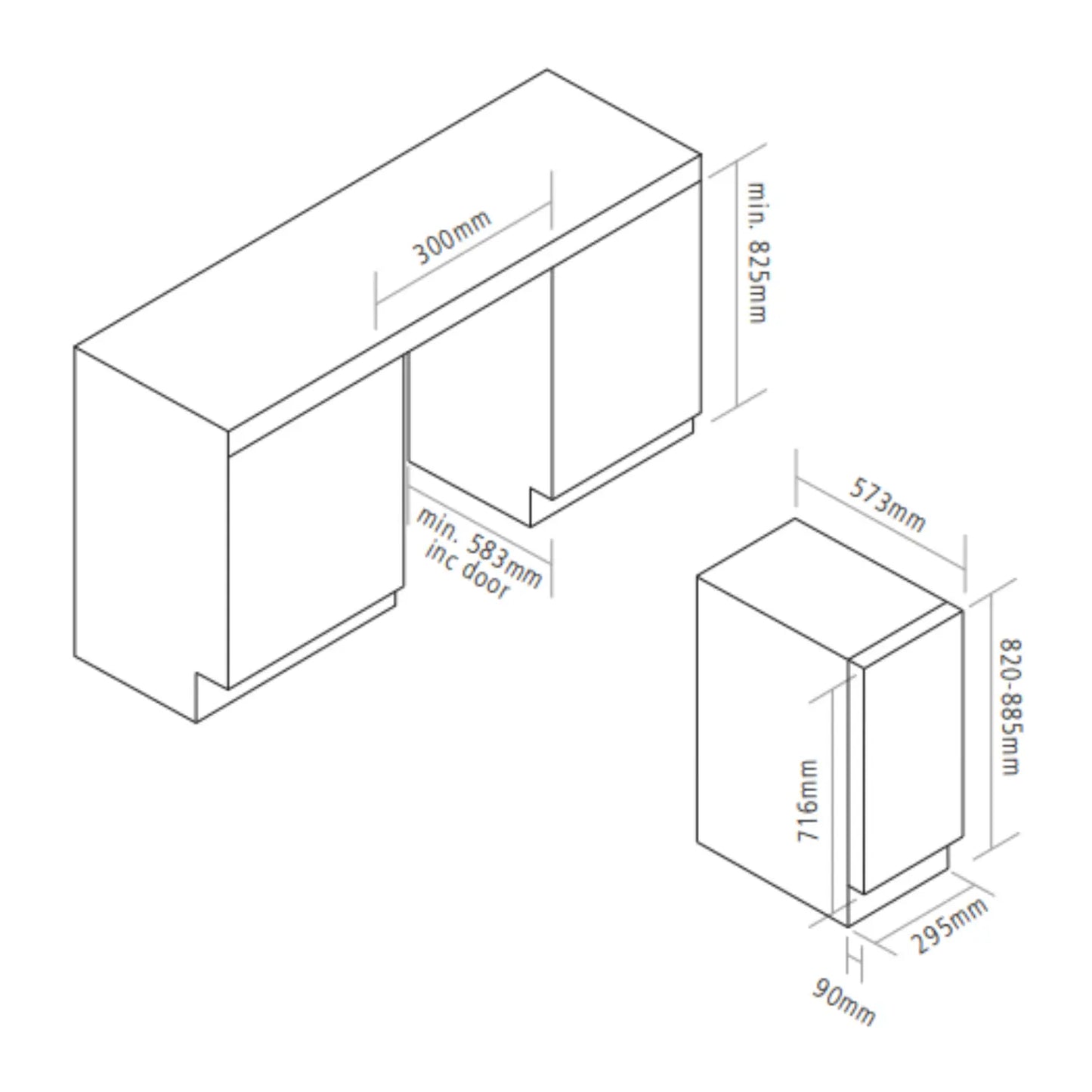 Caple WI3150 Wine Fridge Dimensions