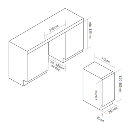 Caple WI3150 Wine Fridge Dimensions