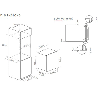 Caple WC6521BG Wine Fridge Dimensions