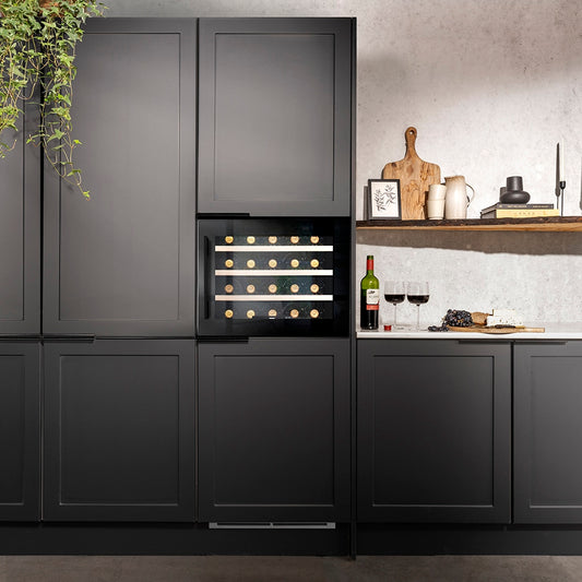 Caple WC6411BG Black Glass Wine Cooler