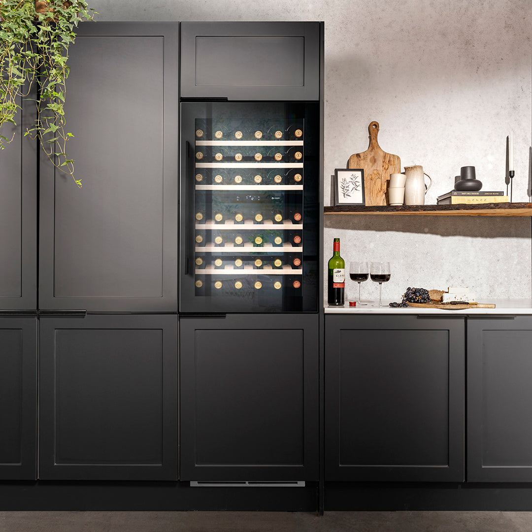 Caple WC6521BG Black Glass Wine Cooler