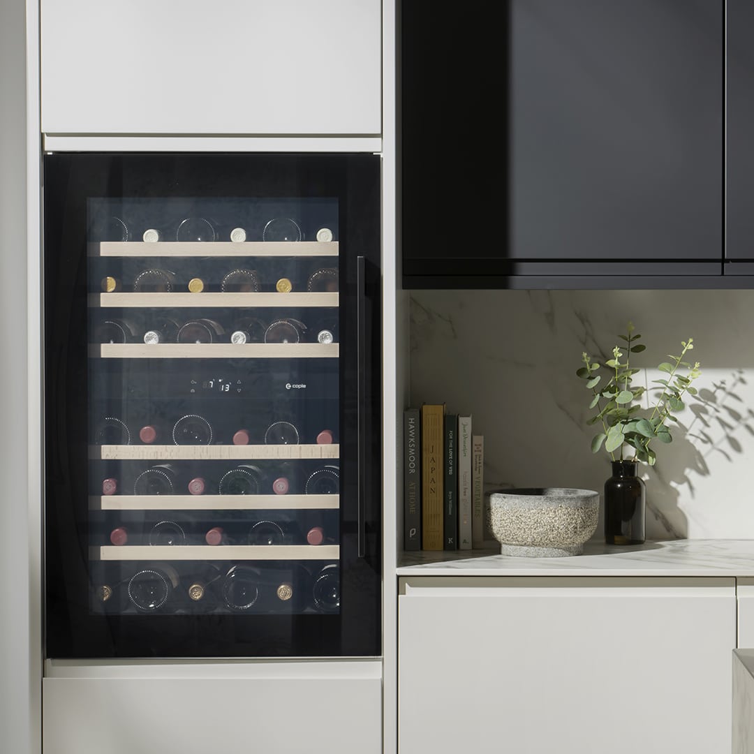 Caple WC6521BG Black Glass Wine Cooler